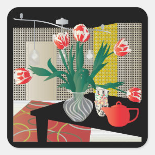 Red Tulips Square Sticker