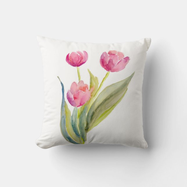 Red Tulips Throw Pillow (Front)