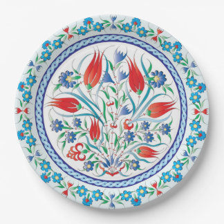 Red Tulips Turkish Design Wedding Party Paper Plate