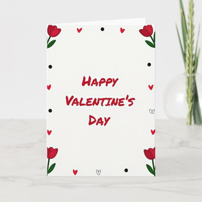 Red Tulips Valentine Card (Front)