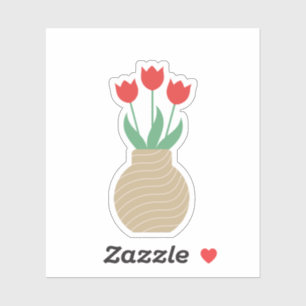 Red tulips vase  Custom-Cut Vinyl Stickers