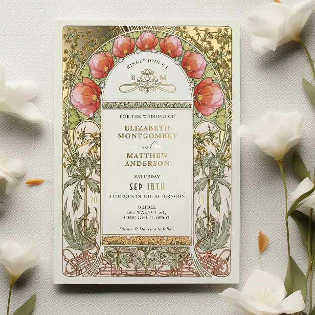 Red Tulips Vintage Wedding Art Nouveau (Creator Uploaded)