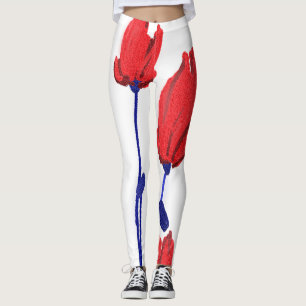 Red Tulips with Blue Leggings