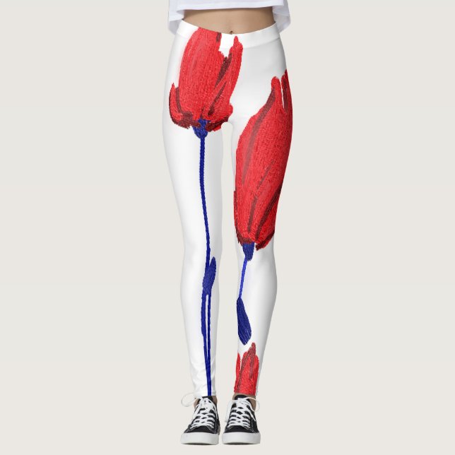Red Tulips with Blue Leggings (Front)