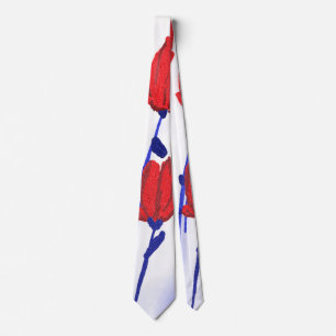 Red Tulips with Blue Tie