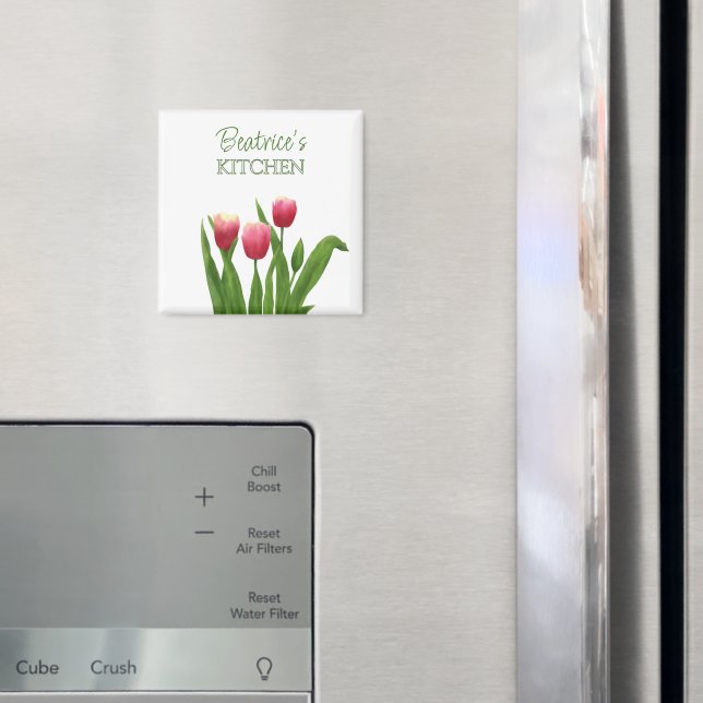 Red Tulips with Greenery Magnet (In Situ (Fridge))