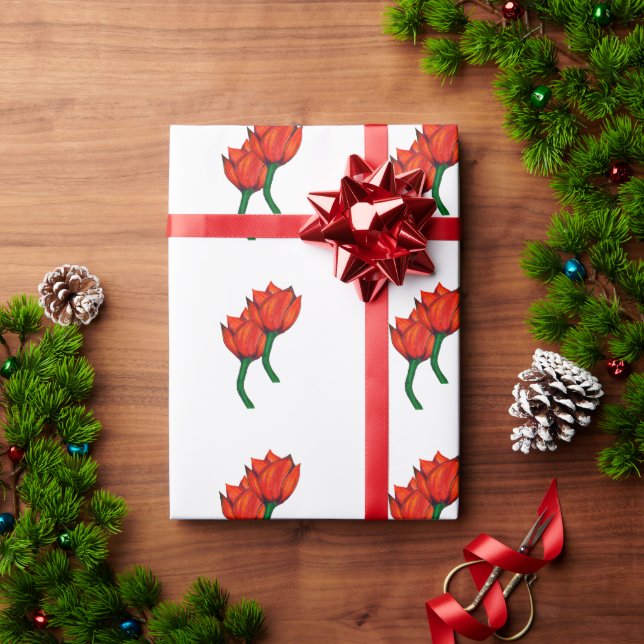 Red Tulips Wrapping Paper (Holiday Gift)