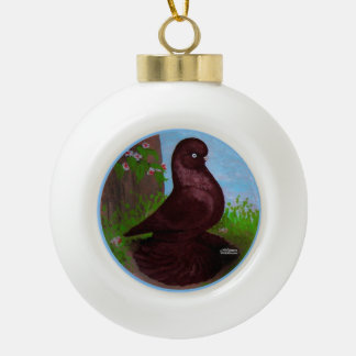 Red Tumbler Pigeon Circle Ceramic Ball Christmas Ornament