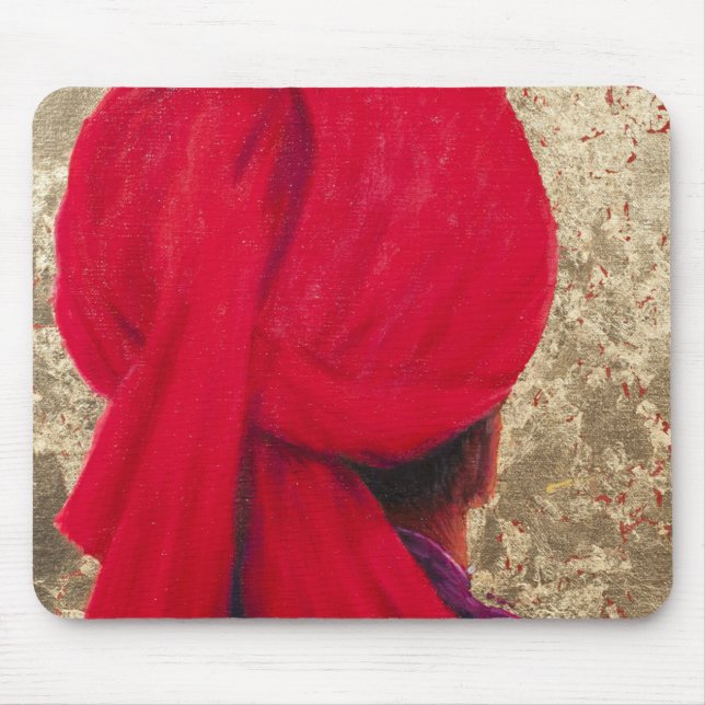 Red Turban on Gold Leaf 2014 Mouse Pad (Front)