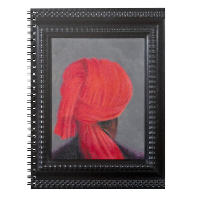 Red Turban on Grey 2014 (Framed) Spiral Notebook (Front)
