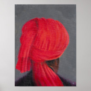 Red Turban on Grey 2014 Poster