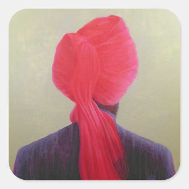 Red Turban Purple Jacket Square Sticker (Front)