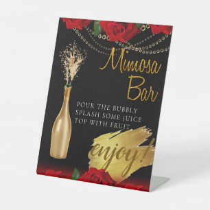 Red Turkish Roses Bridal Brunch Mimosa Bar Pedesta Pedestal Sign
