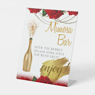 Red Turkish Roses Bridal Brunch Mimosa Bar Pedesta Pedestal Sign