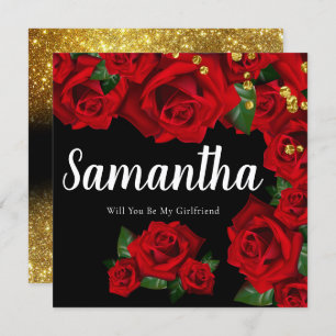 Red Turkish Roses will you be my girlfriend Card