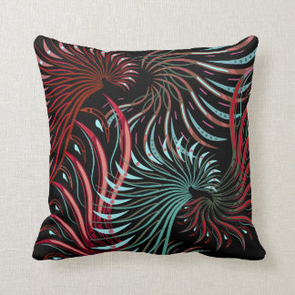 Red, Turquoise and Black Abstract Wings Cushion