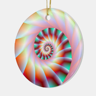 Red Turquoise and Pink Spiral Steps Ornament