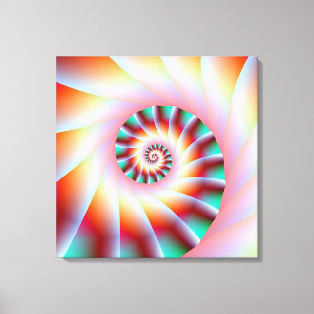 Red Turquoise and Pink Spiral Steps Print (Front)