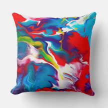 Red & Turquoise Artistic Cushion Cover