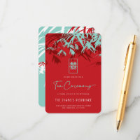 Red & Turquoise Bamboo Leaves Chinese Tea Ceremony