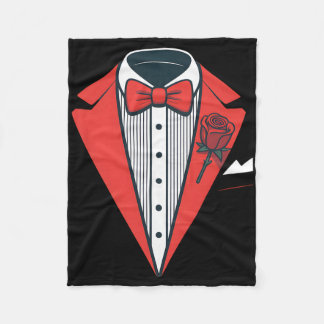 Red Tuxedo Costume With Rose Fancy Formal Bow Tie Fleece Blanket
