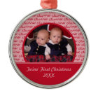 Red Twins' First Christmas Photo Ornament