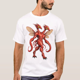 Red Two-Headed Alien Dragon Fantasy Monster T-Shirt