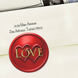 Red Two Hearts Intertwined Wedding Classic Round Sticker