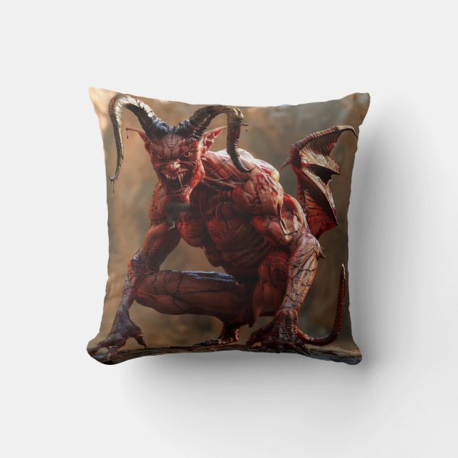 red two-horned devil cushion (Front)