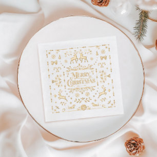 Red Typography Merry Christmas Holiday Foil Napkins