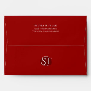 Red Typography Monogram Wedding Envelope