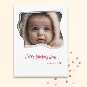 Red Typography Valentines Day Photo Holiday Postcard