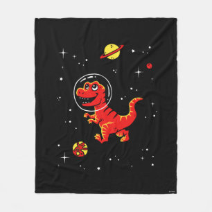Red Tyrannosaurus Rex Dinos In Space Fleece Blanket