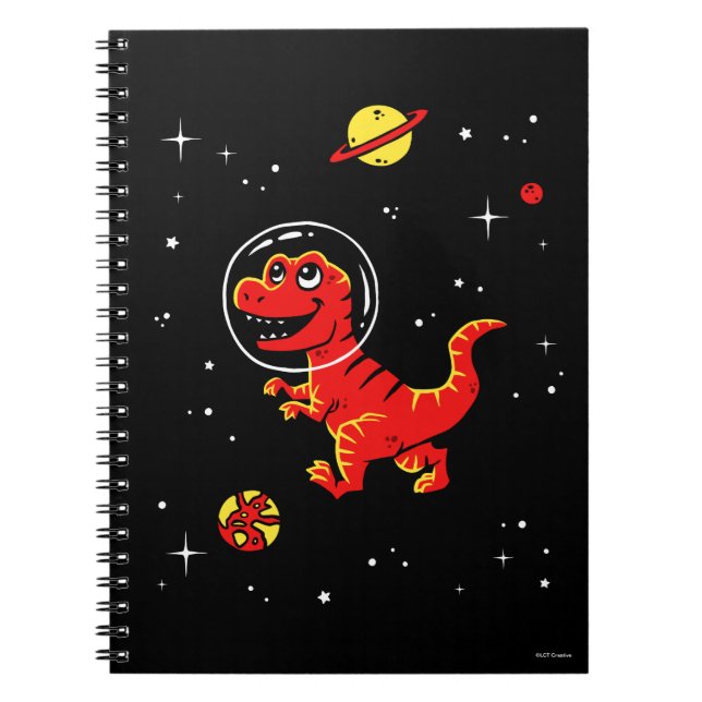 Red Tyrannosaurus Rex Dinos In Space Notebook (Front)