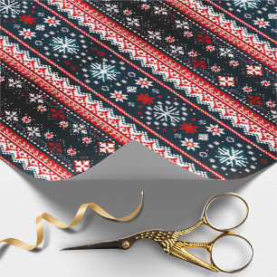 Red Ugly Christmas Sweater Fair Isle Gift Wrap