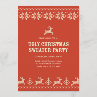 Red Ugly Sweater Party Invitations