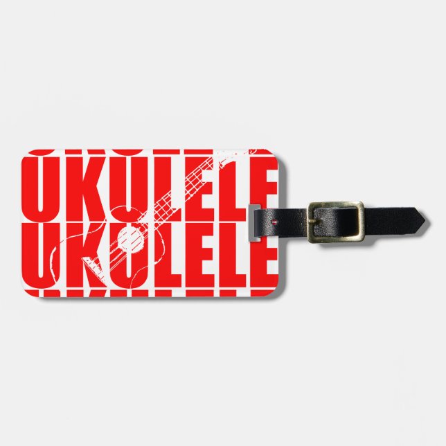 RED UKULELE LUGGAGE TAG (Front Horizontal)