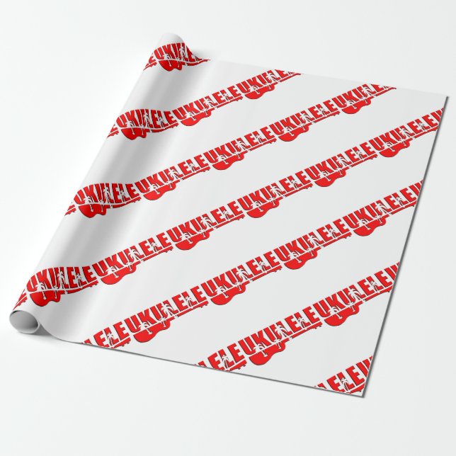 red ukulele wrapping paper (Unrolled)