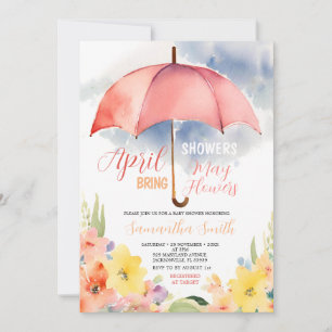 Red Umbrella April Showers Bring May Flowers Invitation