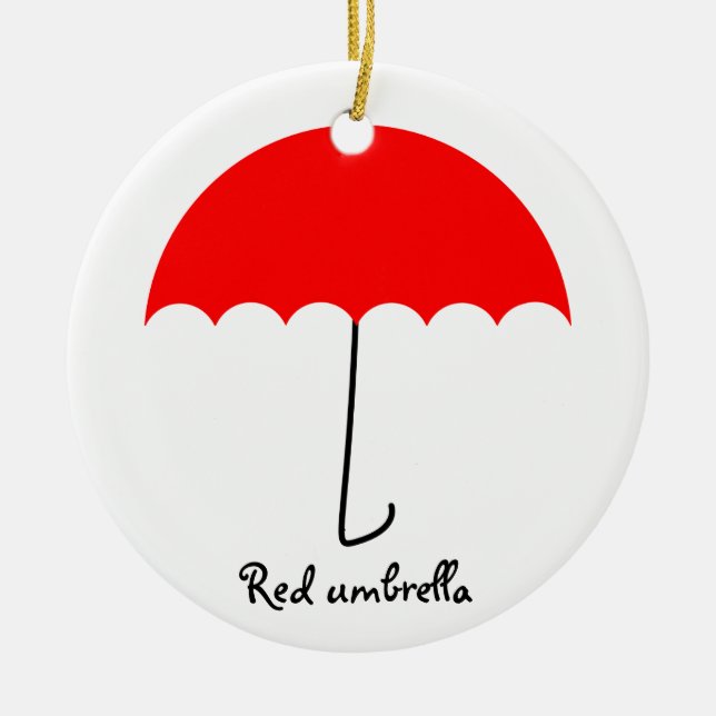 Red umbrella ceramic tree decoration (Front)