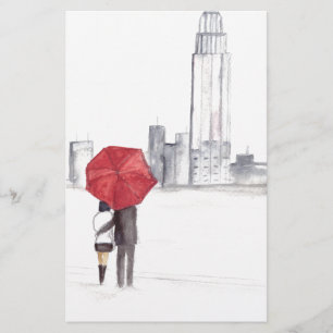 Red umbrella couple New York cool trendy beautiful Stationery
