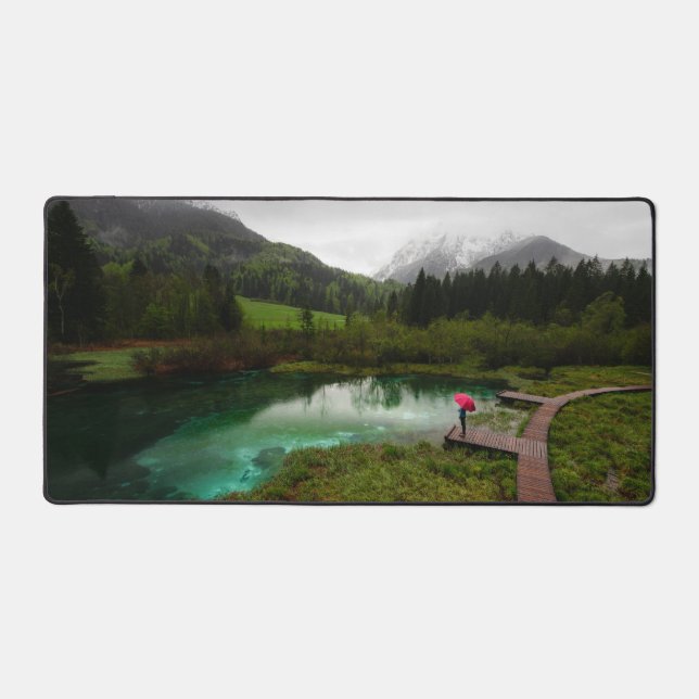 Red umbrella green lake desk mat (Front)