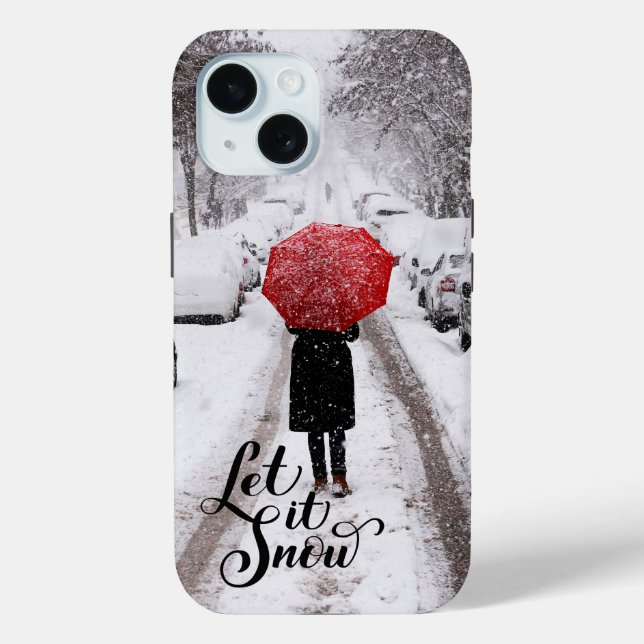 Red Umbrella in Winter Wonderland – Let It Snow Case-Mate iPhone Case (Back)