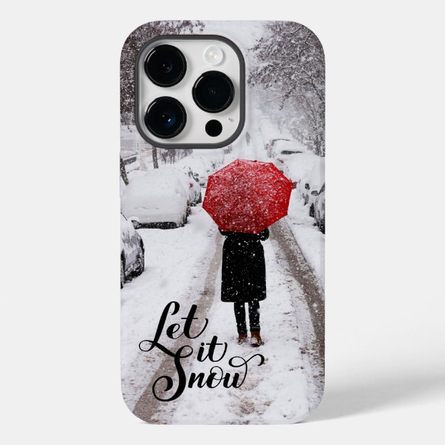 Red Umbrella in Winter Wonderland – Let It Snow Case-Mate iPhone Case (Back)