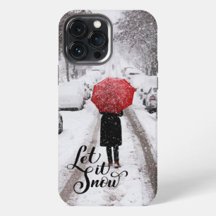 Red Umbrella in Winter Wonderland – Let It Snow iPhone 13 Pro Max Case