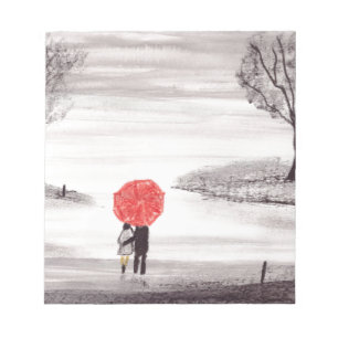 Red umbrella love couple notepad