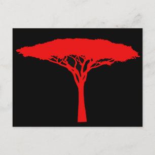 Red Umbrella Tree Postcard