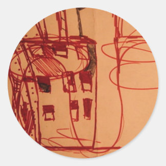 RED UNFINISHED CLASSIC ROUND STICKER