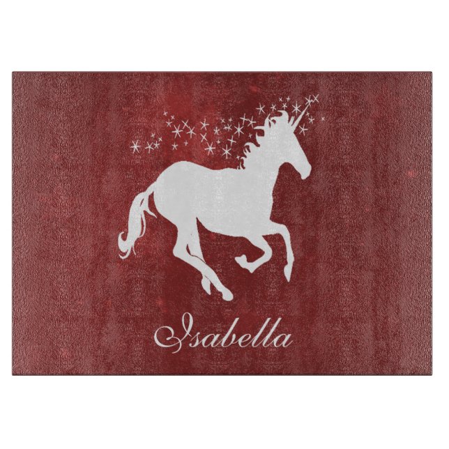 Red Unicorn Personalised Cutting Board (Front)
