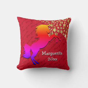 Red UNICORN Personalised Keepsake Cushion